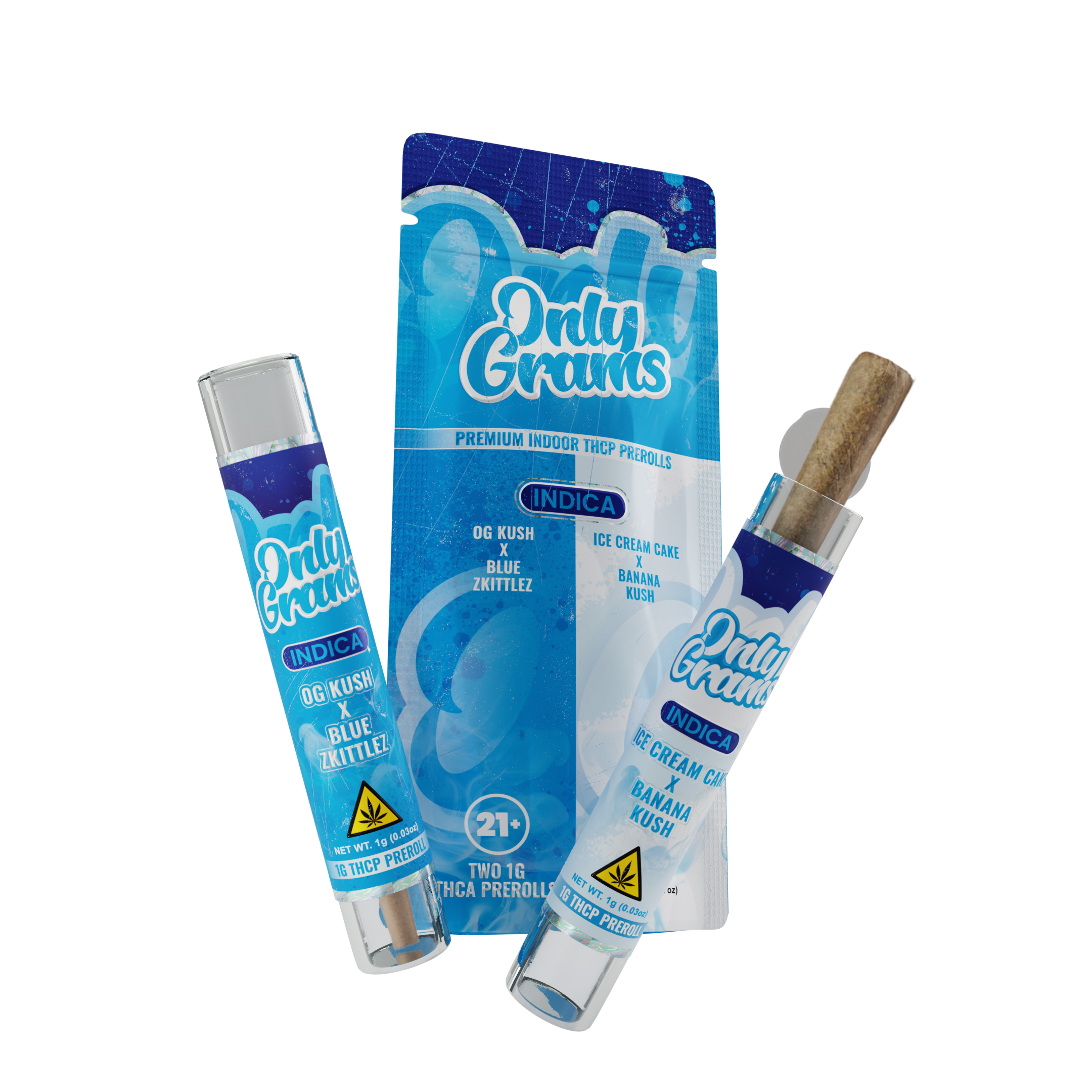 OG Kush x Blue Zkittlez + Ice Cream Cake x Banana Kush PreRoll 2-PACK THCP